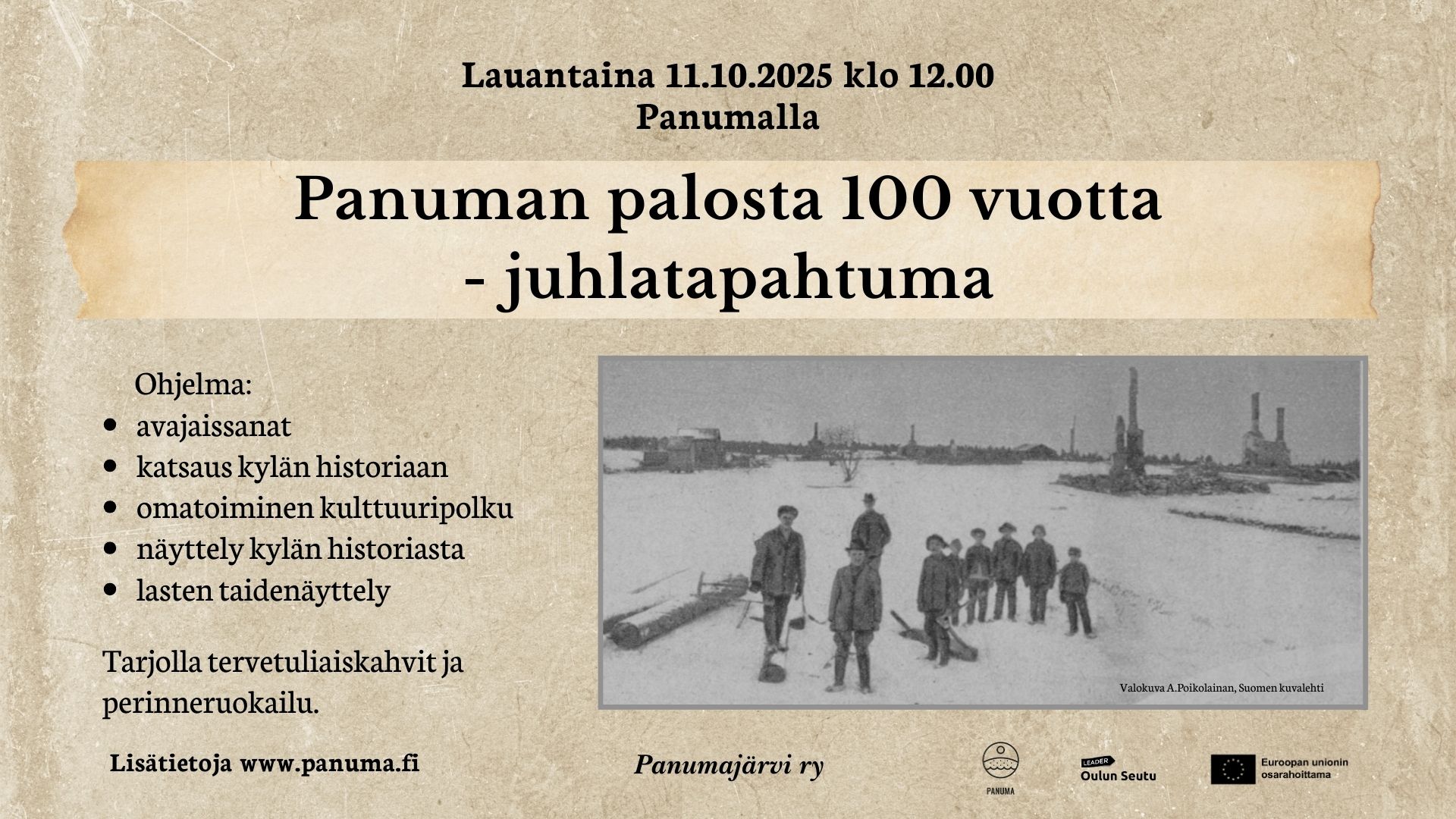 Panuman palosta 100 vuotta -juhlatapahtuma