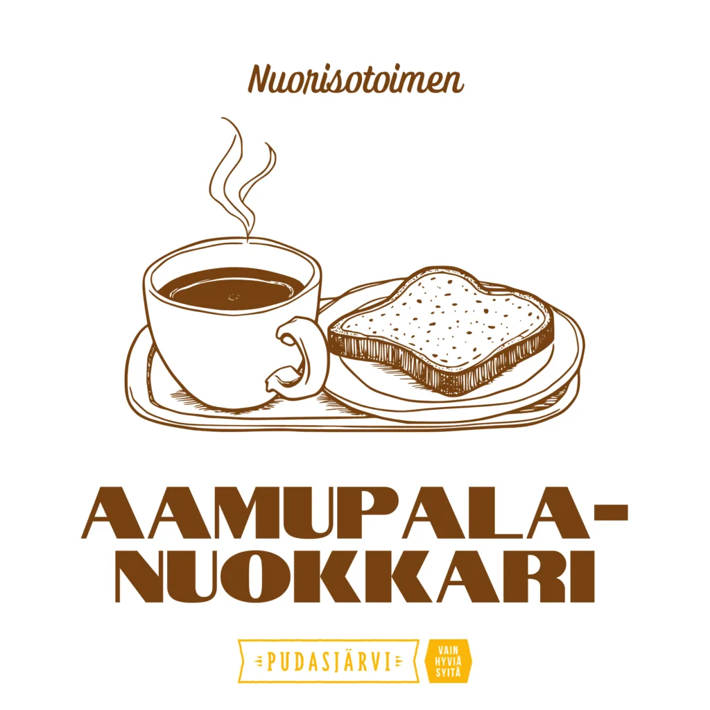 Kahvi ja leipä tarjottimella