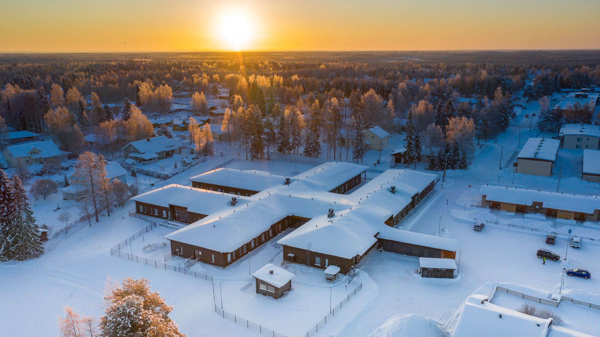 Ilmakuva Hirsikartanosta talvella