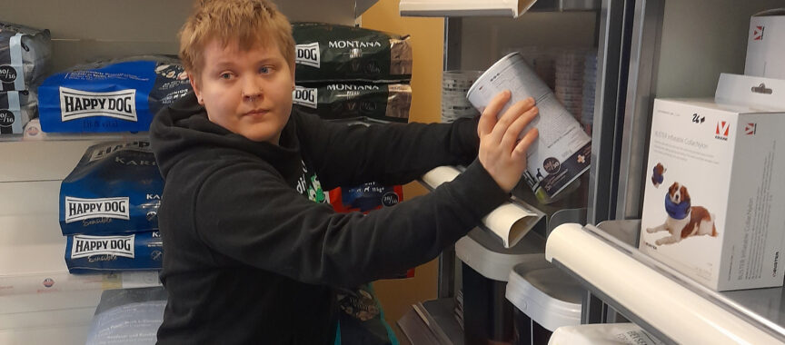 Hyllyjen järjestelyä